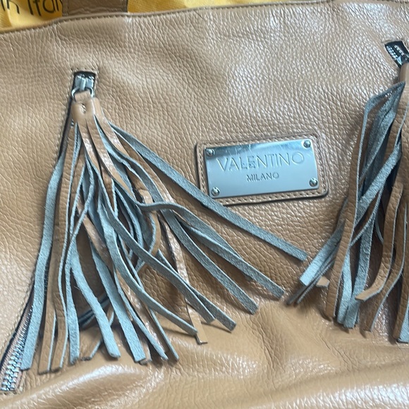 Authentic VALENTINO Alizee Almond Tote with Fringe Tassles - Picture 5 of 9